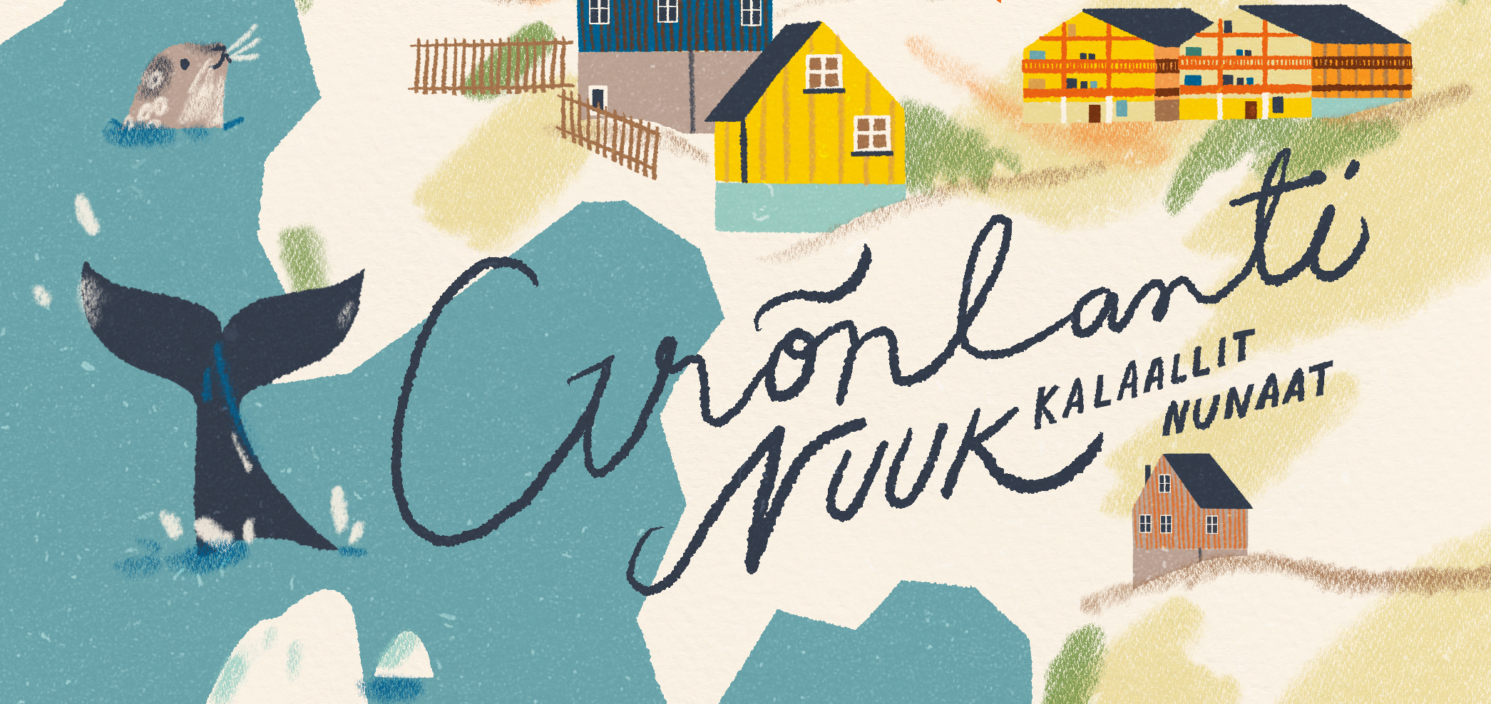 Kuvitettu Grönlannin kartta