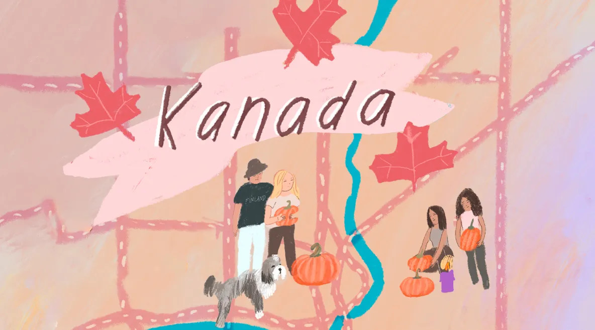 Kartta Minna Downeyn elämästä Kanadassa.