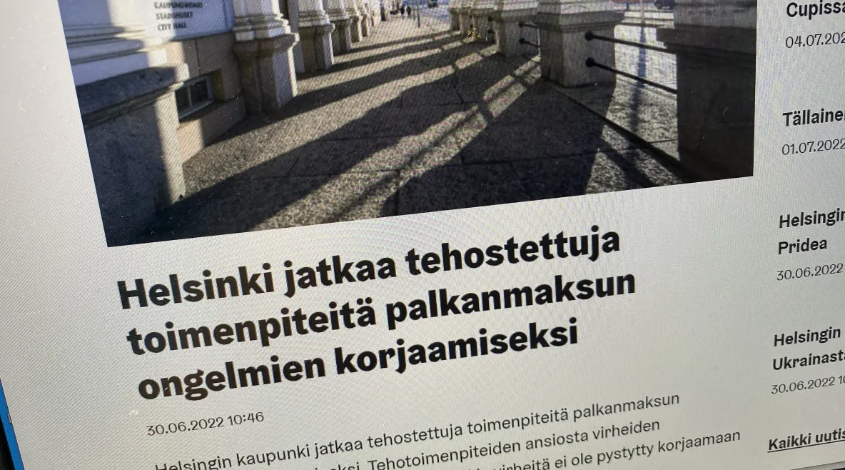 Kuva Helsingin kaupungin verkkosivuilla olevasta uutisesta.