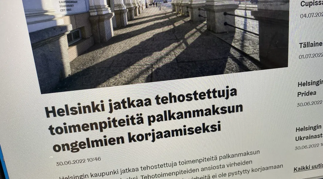 uutinen Helsingin kaupungin verkkosivuilta