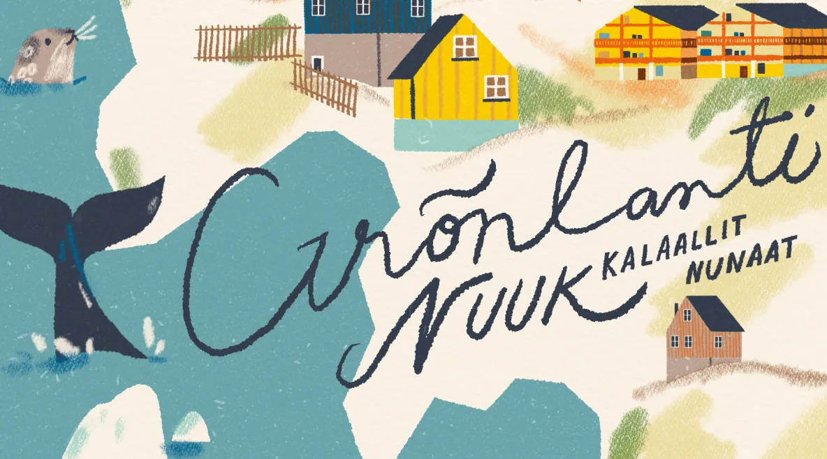 Kuvitettu Grönlannin kartta