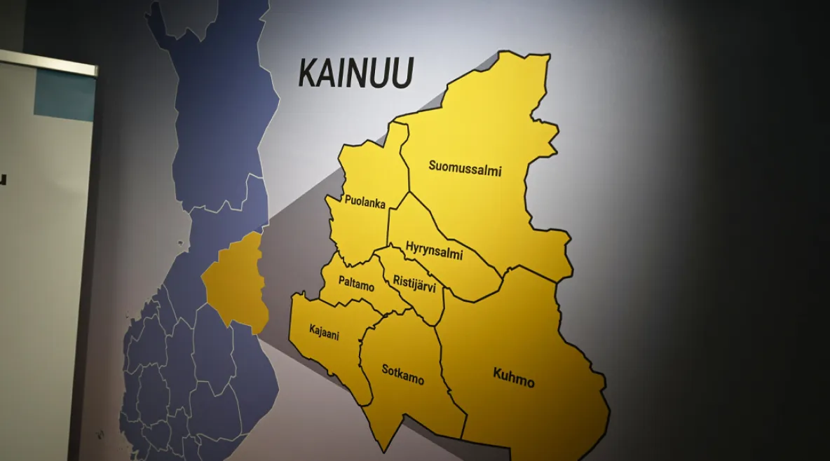 Karttakuva Kainuun hyvinvointialueesta.