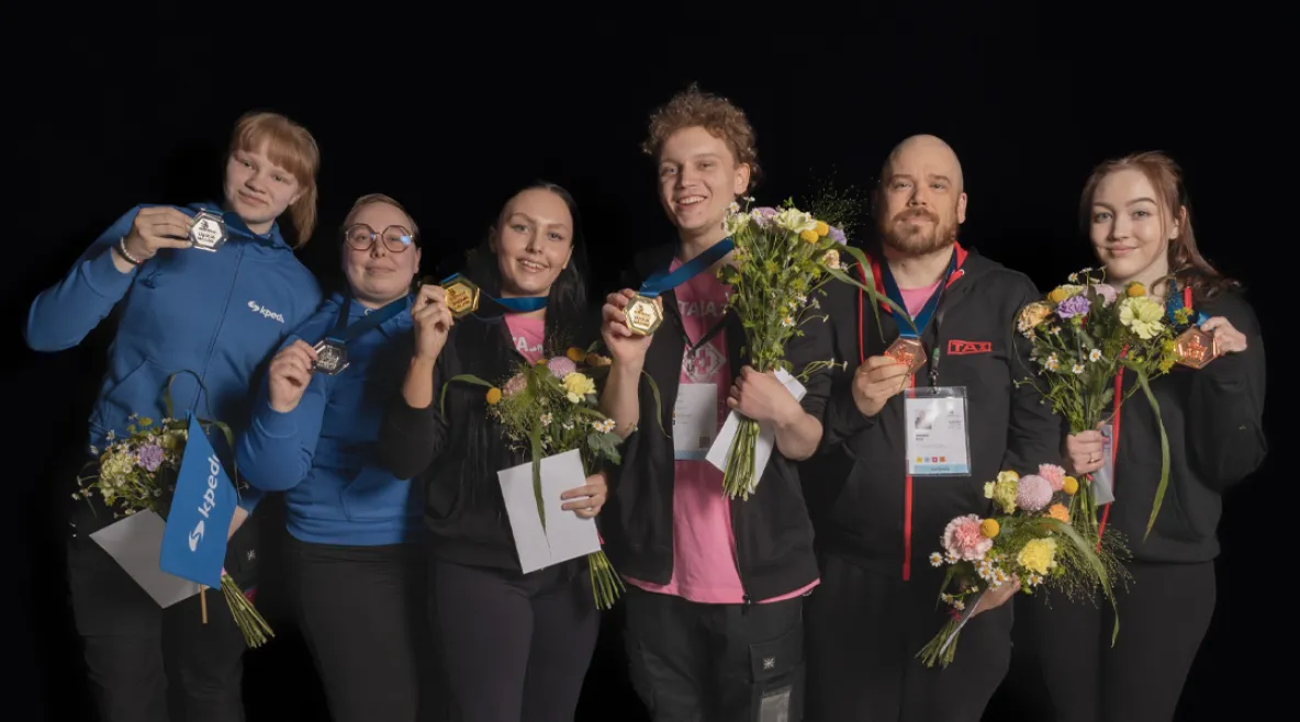 Taitaja2025 Turku Hyvinvointiteknologia Kulta: Alica Rinnevuori/Lauri Homi Hopea: Juuli Ervasti/Taina Juusola Pronssi: Maria Vall/Mikko Elo