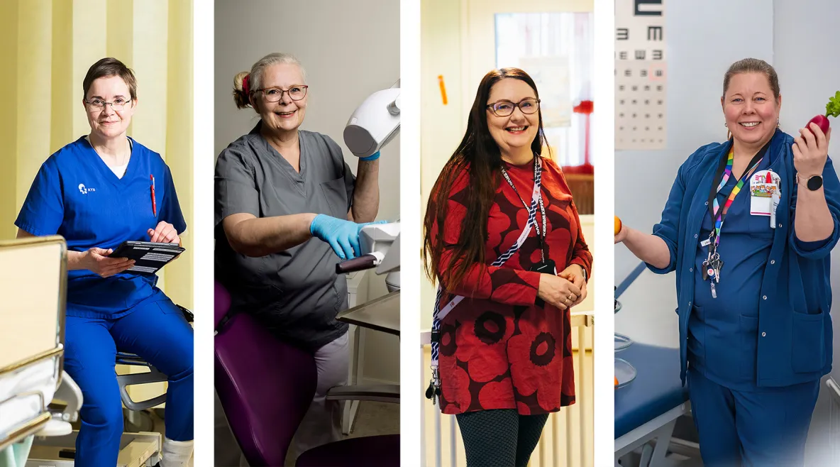 Neljä haastateltavaa kuvarivissä. 