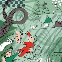 Piirroskuva, jossa ihmishahmoja.