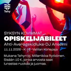 Tehyn opiskelijabileet 11.11.2026