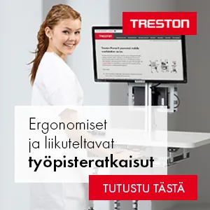Ergonomiset ja liikuteltavat työpisteet. Treston.
