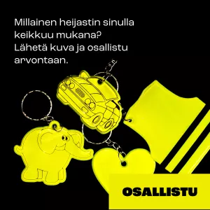 Erilaisia heijastimia mustalla taustalla.
