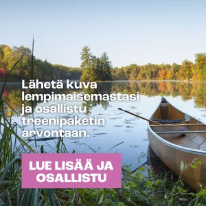 Vene kauniin järven rannalla.