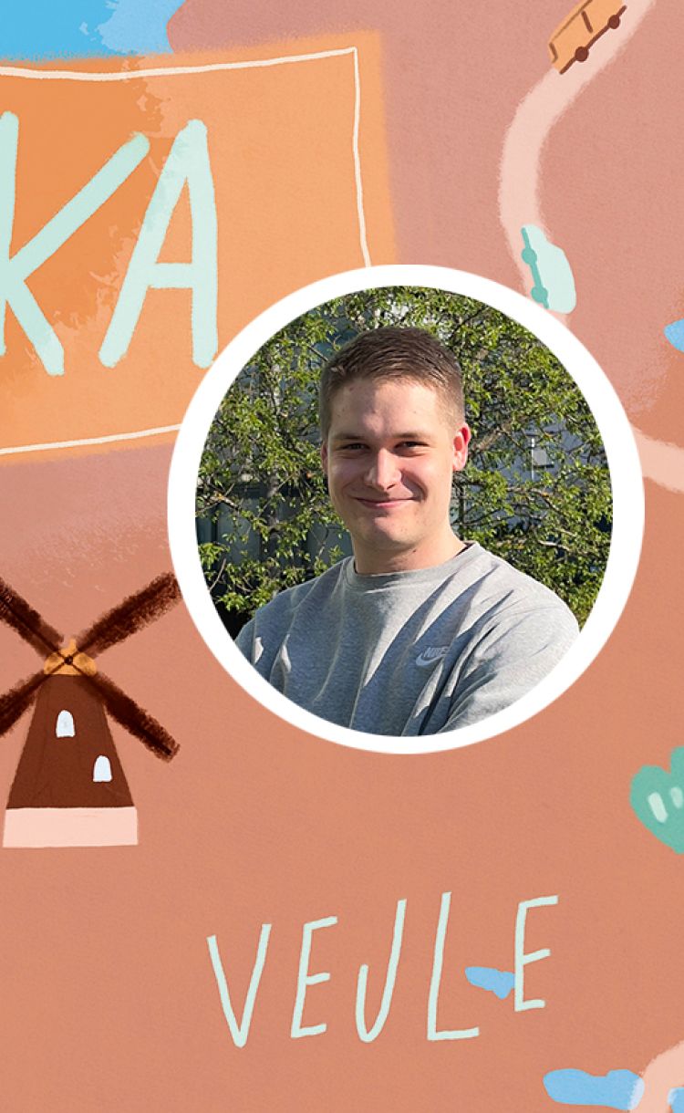 Piirretty karttakuva Arttu Mikkolan harjoittelupaikasta Tanskassa.