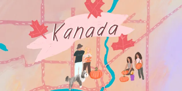Kartta Minna Downeyn elämästä Kanadassa.