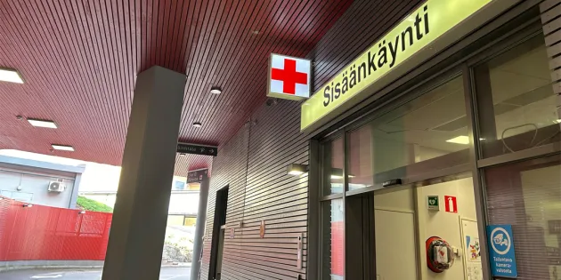 Etelä-Karjalan keskussairaalan sisäänkäynti.