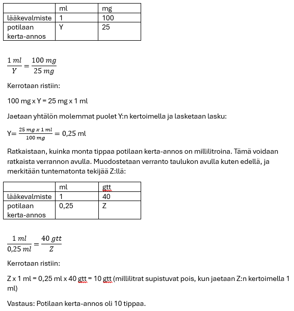 Lääkelaskun ratkaisu.