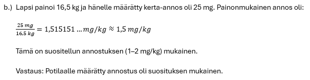Lääkelaskun ratkaisu.