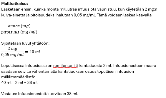 Lääkelaskun ratkaisu.