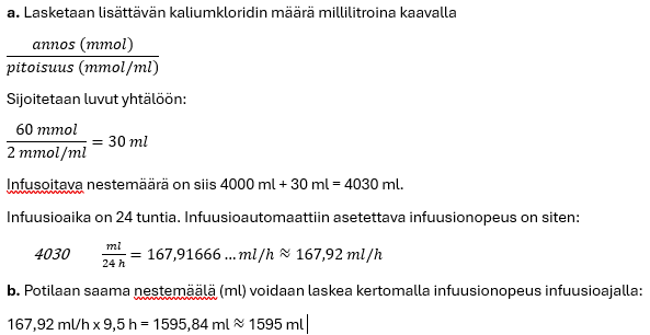 Lääkelaskun ratkaisu.