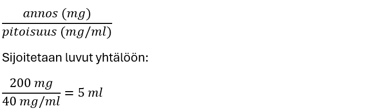 Lääkelaskun ratkaisua.