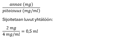 Lääkelaskun ratkaisu.