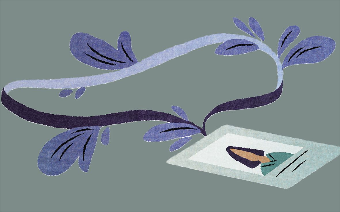 Piirroskuva, jossa avainnauha ja henkilökortti.