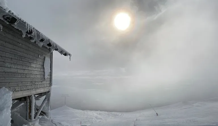 Åre, lumipyryinen maisema.