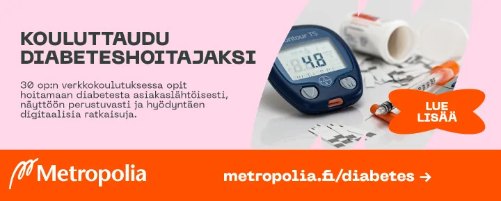 Metropolian mainos kouluttaudu diabeteshoitajaksi.