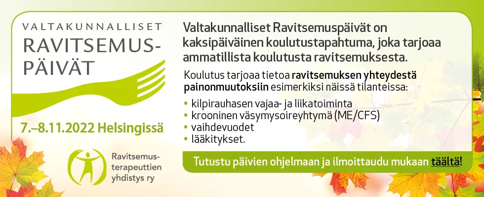 Valtakunnalliset ravitsemuspäivät -mainos.