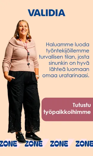 Validian mainos, jossa kaksi hymyilevää hoitajaa.