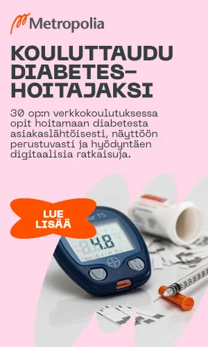 Metropolian mainos kouluttaudu diabeteshoitajaksi.
