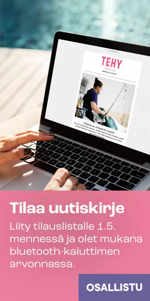 Nainen selaa kannettavalla tietokoneella Tehy-lehden uutiskirjettä.