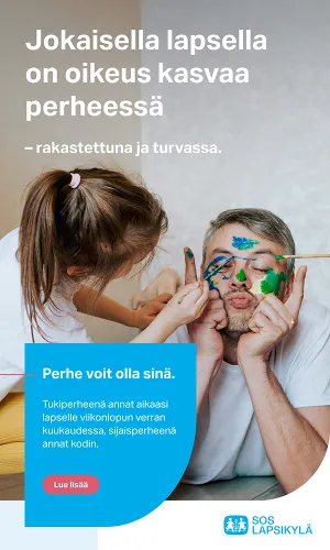 SOS lapsikylä -mainos.