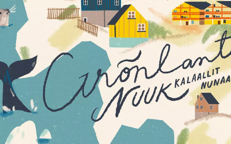 Kuvitettu Grönlannin kartta